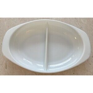Vintage Pyrex 1063 Divided Milk Glass Dish 1.5 Qt. White